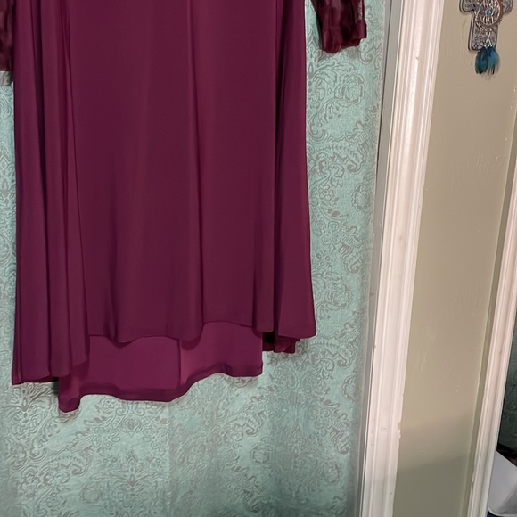 NINA LEONARD Maroon  Asymmetrical Dress Size L - Picture 6 of 9